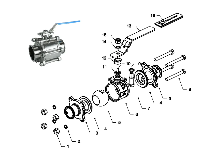 Liquid Cooling 3 Piece Ball Valve