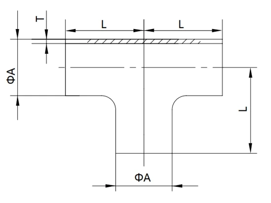 DIN Equal Tee, Straight End, Welded
