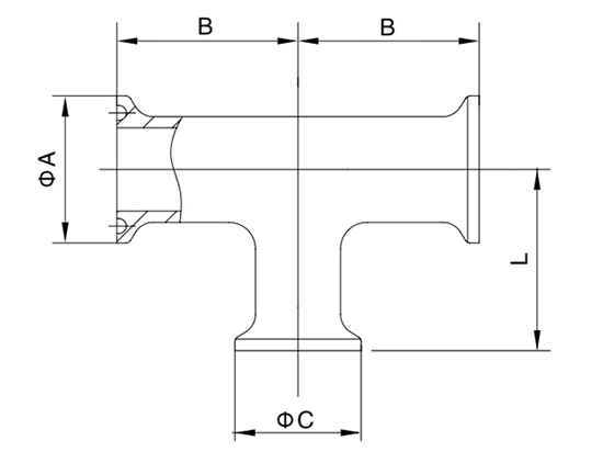 3A Reducing Tee,Straight End, Clamp