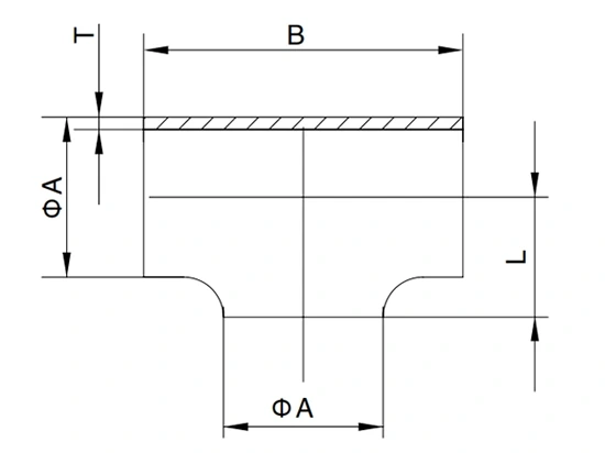 3A Short Equal Tee, Short End, Clamp