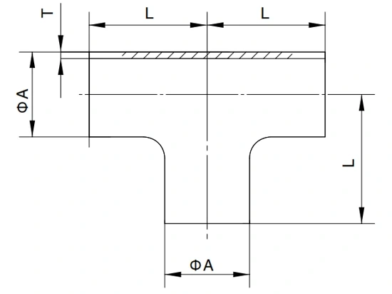 ISO Equal Tee, Straight End, Welded