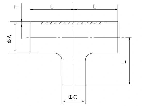 ISO Reducing Tee, Straight End, Welded
