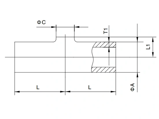 DIN Reducing Tee, Short End, Welded