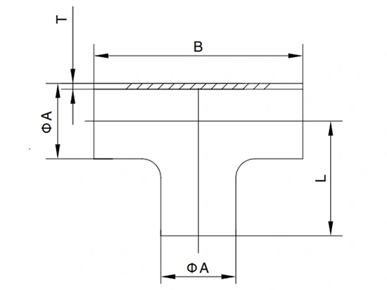 SMS Equal Tee, Straight End, Welded