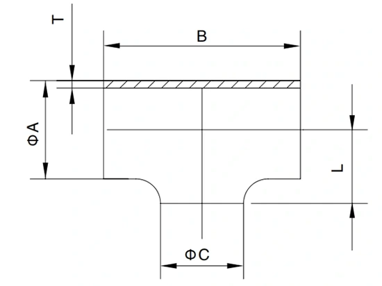 SMS Reducing Tee, Short End, Welded
