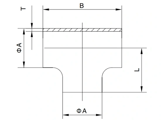 3A Short Equal Tee, Straight End, Welded
